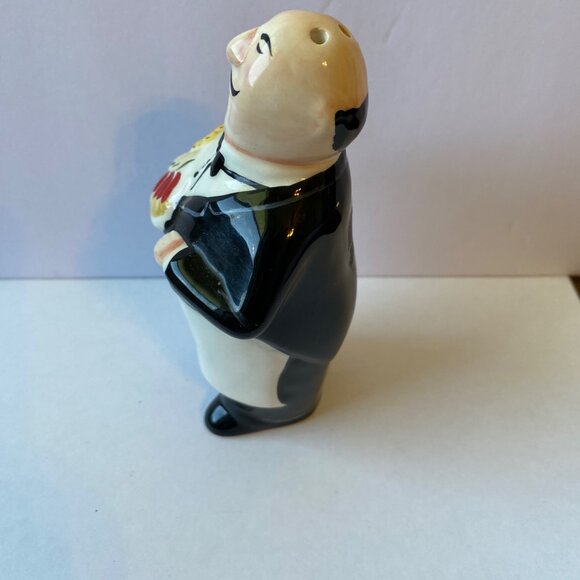 CIC Vintage Ceramic Chef Salt Shaker With Bow Tie & Serving Tray Design - Picture 4 of 6
